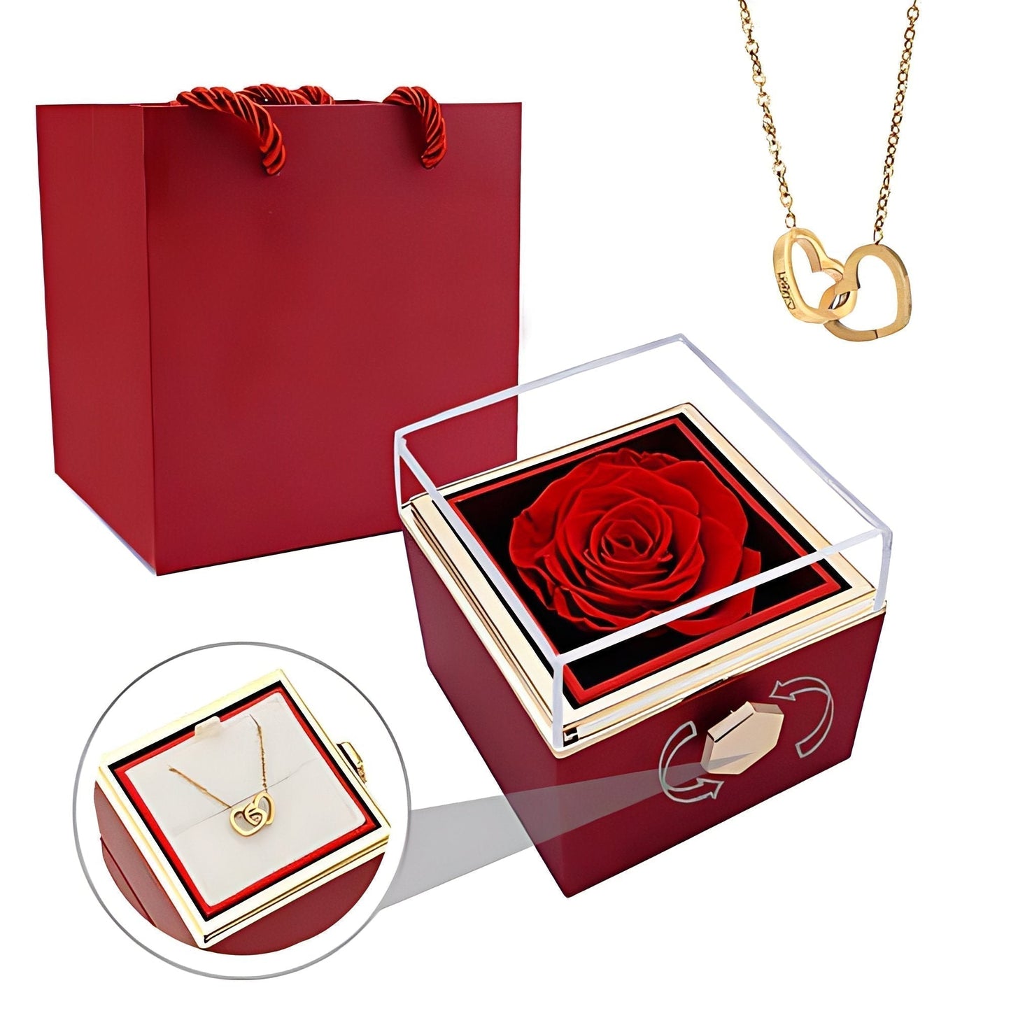 Doppelherz Halskette Geschenkbox - Geschenk fĂŒr Sie