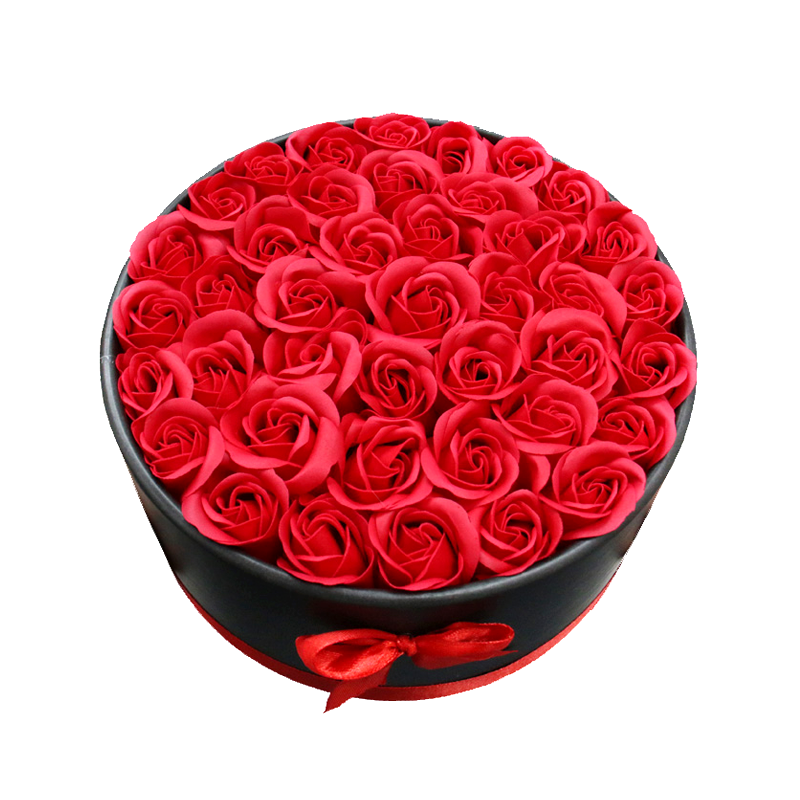 Exquisite Dekobox mit kunstvoll gefertigten roten Seidenrosen in elegantem Design