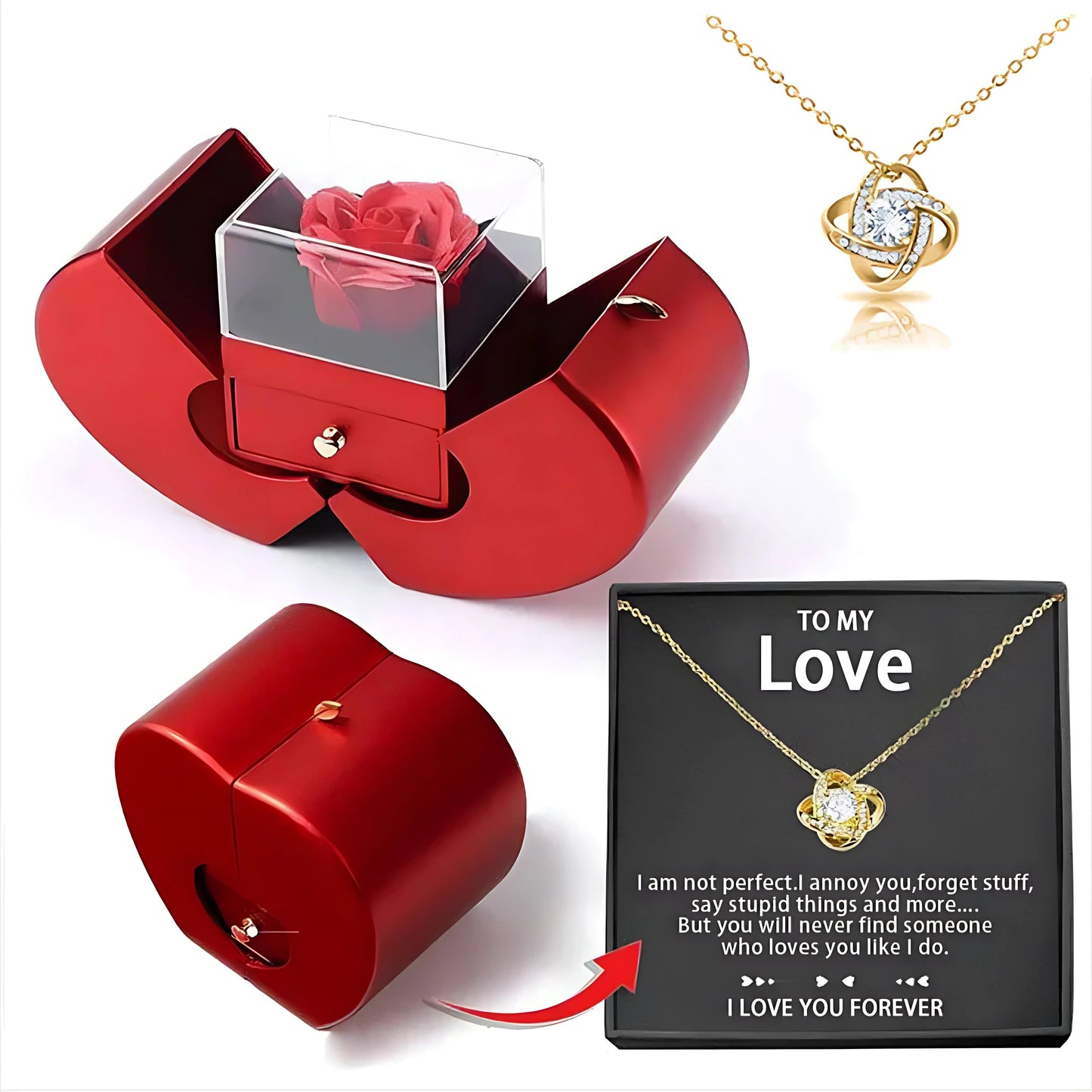 Weißgold Kette mit echter Rose - ausgefallene geschenke für frauen