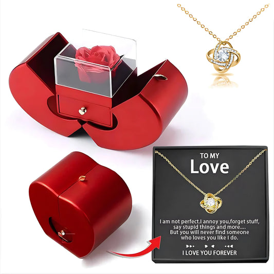 Weißgold Kette mit echter Rose - ausgefallene geschenke für frauen