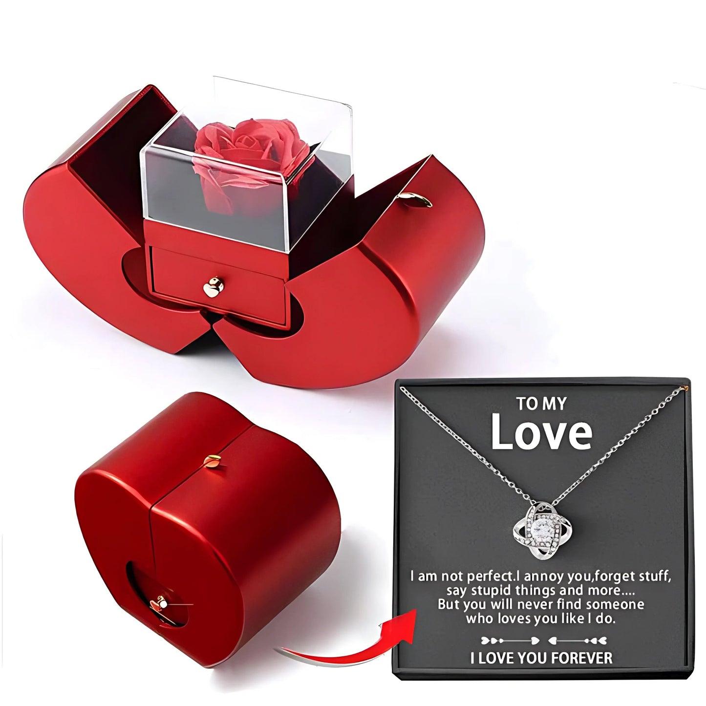 Weißgold Kette mit echter Rose - ausgefallene geschenke für frauen