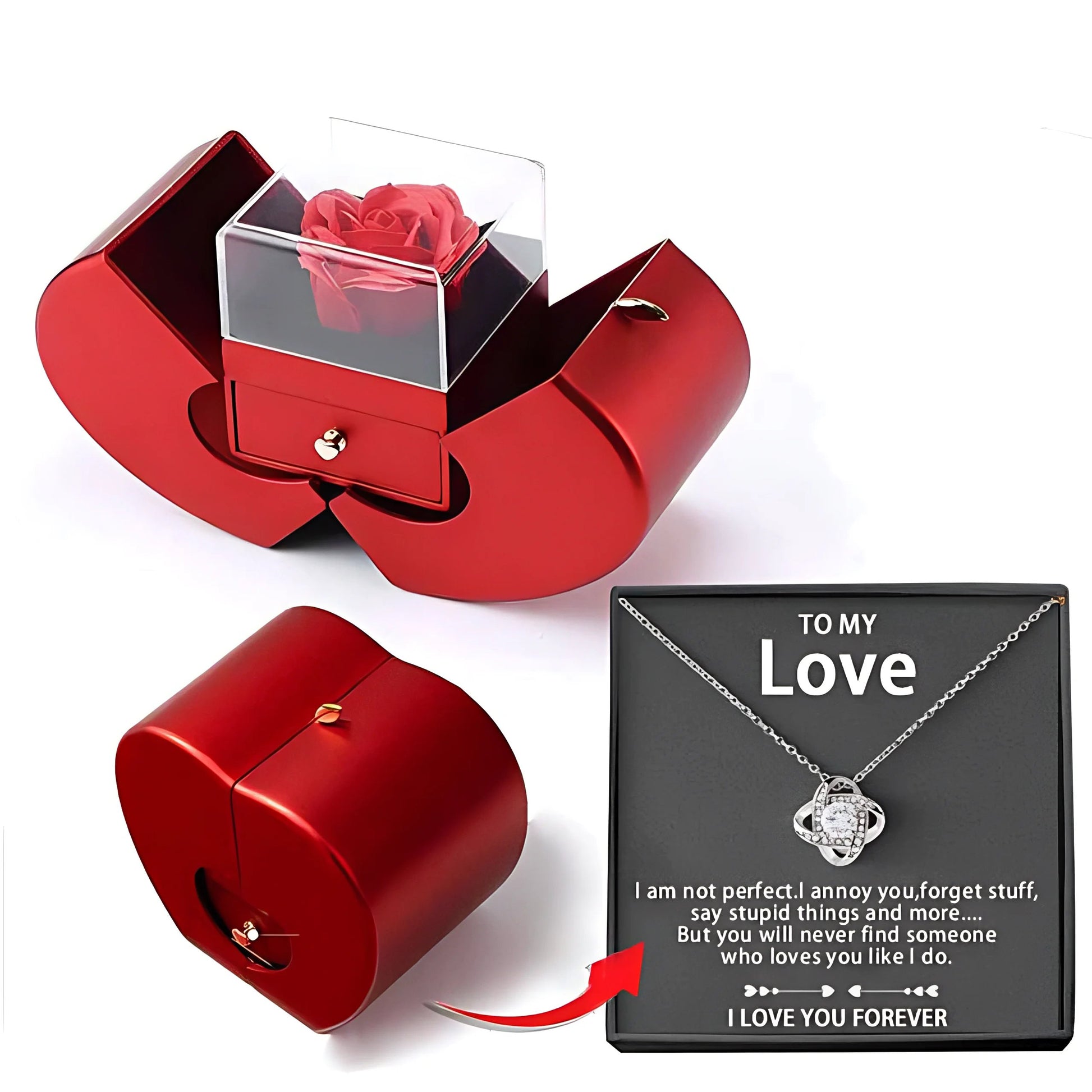 Weißgold Kette mit echter Rose - ausgefallene geschenke für frauen
