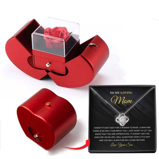 Luxury white gold necklace with real rose - to my MOM