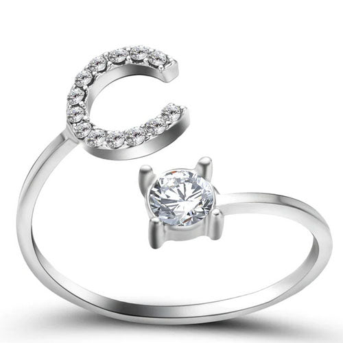 Personalisierter Initialen-Ring aus hochwertigem Edelstahl Buchstabe C