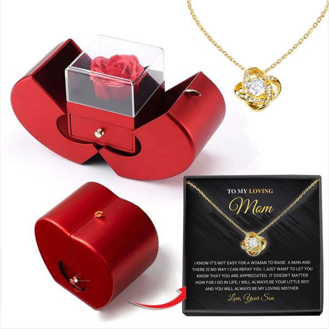 Luxus Weißgold Kette mit echter Rose - to my MOM