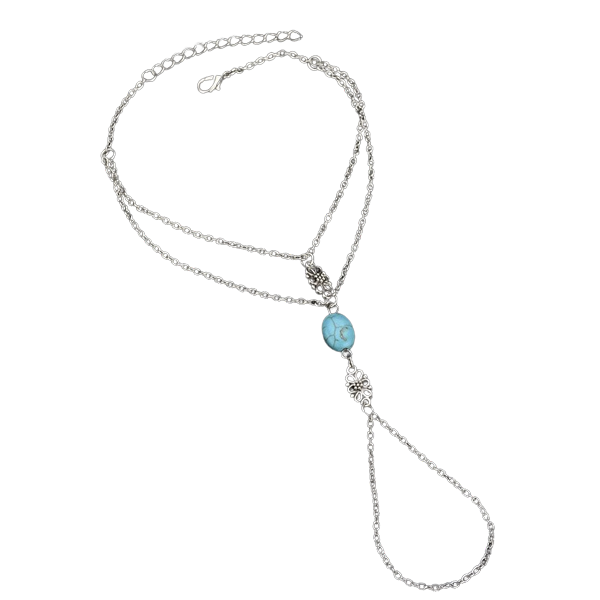 Silberbeschichtetes Armband mit grüner Steinperle