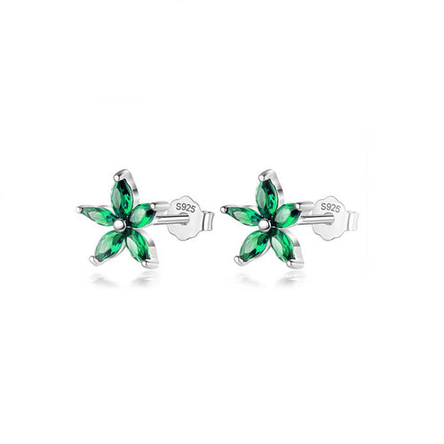 Blumenohrringe aus 925er Silber in der Farbe Grün - ein Hauch von Frische und Eleganz