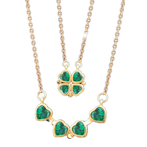 Glücksblumen Magnet Kette in Gold mit Opal farbenen Steinen - stilvolles Schmuckstück für positive Energie und Eleganz