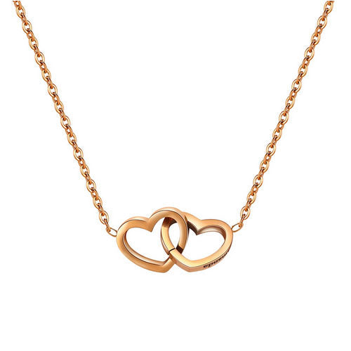 Doppelherz Halskette rosegold - Geschenk fĂŒr Sie