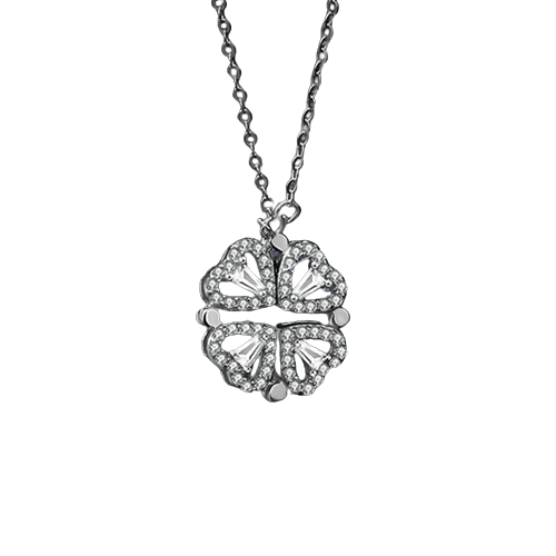 Glücksblumen Magnet Kette in Gold mit Glitzersteinen - stilvolles Schmuckstück für positive Energie und Eleganz