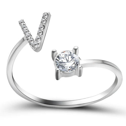 Personalisierter Initialen-Ring aus hochwertigem Edelstahl Buchstabe V