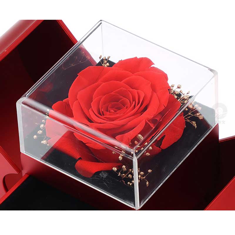 Weißgold Kette mit echter Rose - ausgefallene geschenke für frauen