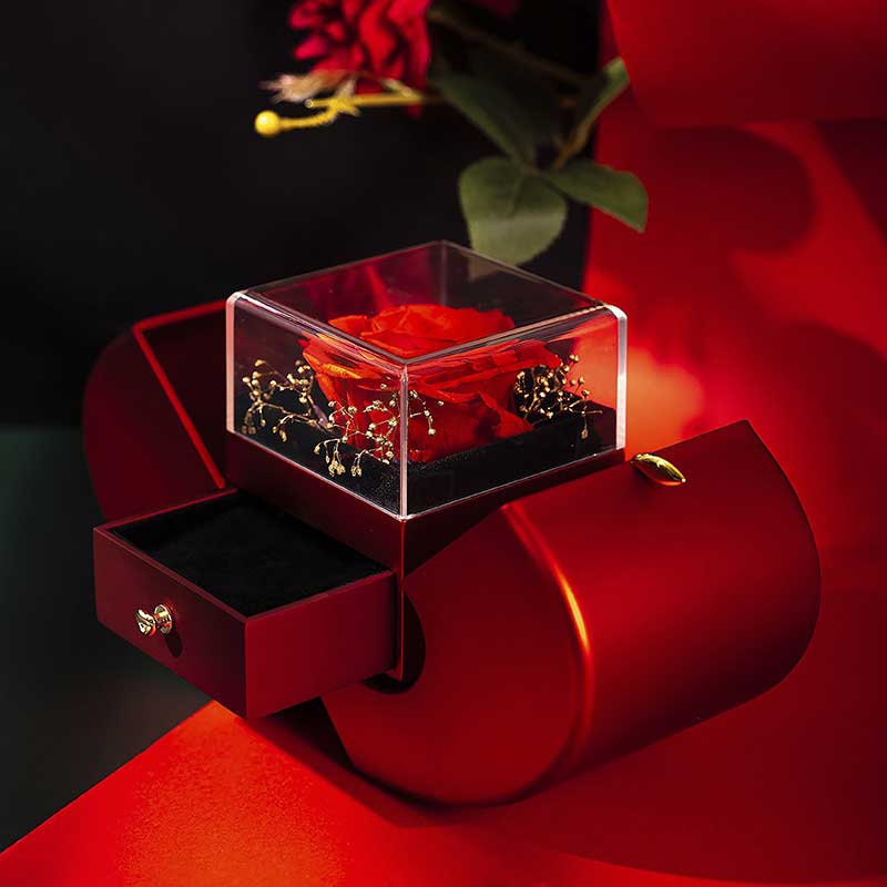 Weißgold Kette mit echter Rose - ausgefallene geschenke für frauen