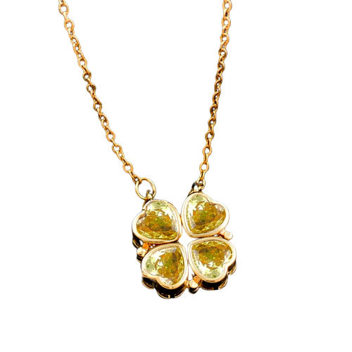 Glücksblumen Magnet Kette in Gold mot Citrin farbenen Steinen - stilvolles Schmuckstück für positive Energie und Eleganz