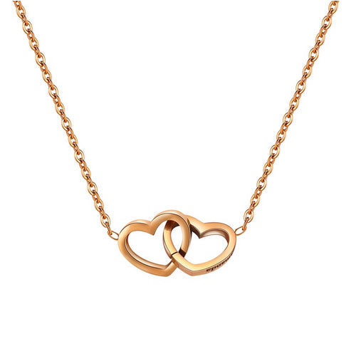 Doppelherz Halskette rosegold - Geschenk für Sie